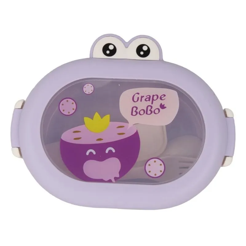 Marmita Infantil Com Talheres Sapinho Roxo
