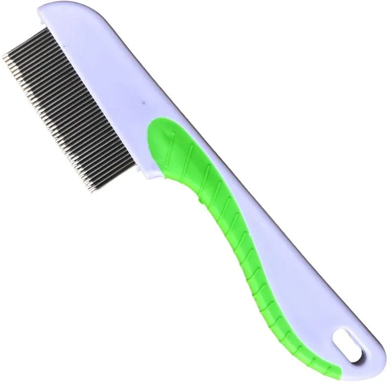 Pente Fino Inox Cabelo Piolhos Lêndeas Pet Com Cabo Branco