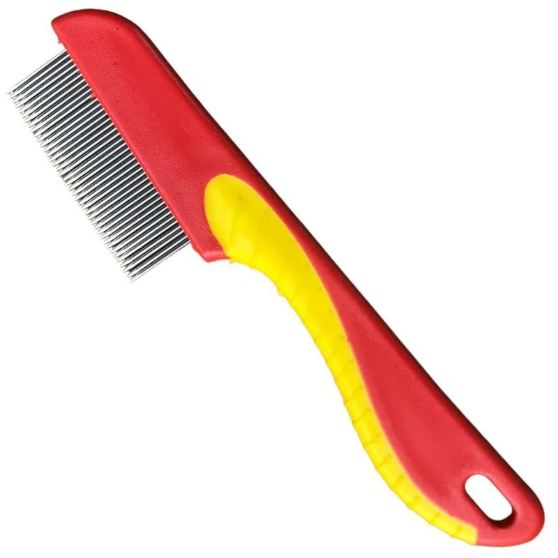 Pente Fino Inox Cabelo Piolhos Lêndeas Com Cabo Vermelho