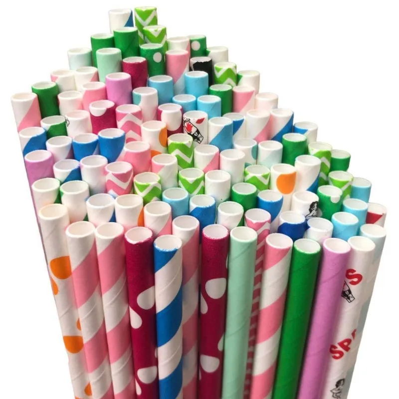 Kit 300 Canudo Colorido Papel 6mm Biodegradável Drink Bebida