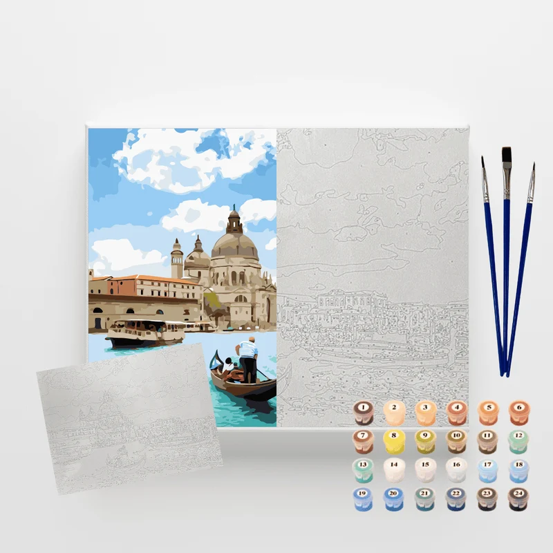 Conjunto Pintura Numerada Arte Terapia 40X50cm Passeando em Veneza