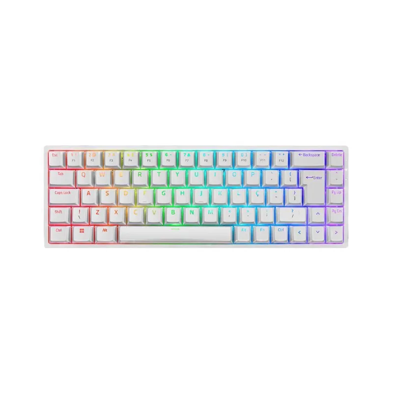Teclado Mecânico Akko 3068B Plus Branco Switch Blue Abnt2