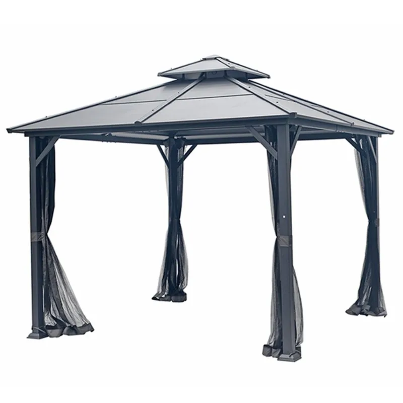 Style Selections 10 x 10-ft Dark Grey Galvanized Steel Hard-Top Gazebo