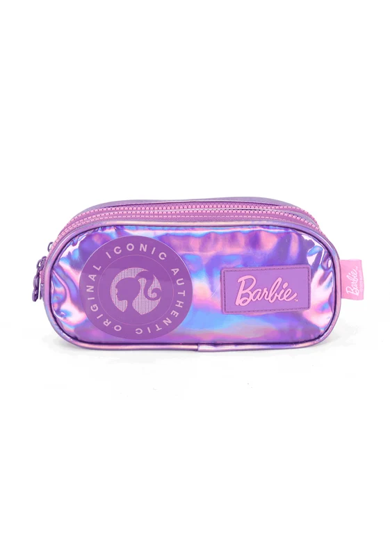 Estojo Infantil Escolar Barbie Holográfico Triplo Roxo Unico / Roxo