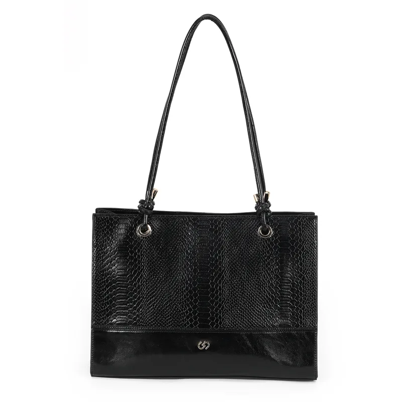 Bolsa Satchel Gash Crôco Acetinado Feminina Preta PRETA - UNICO