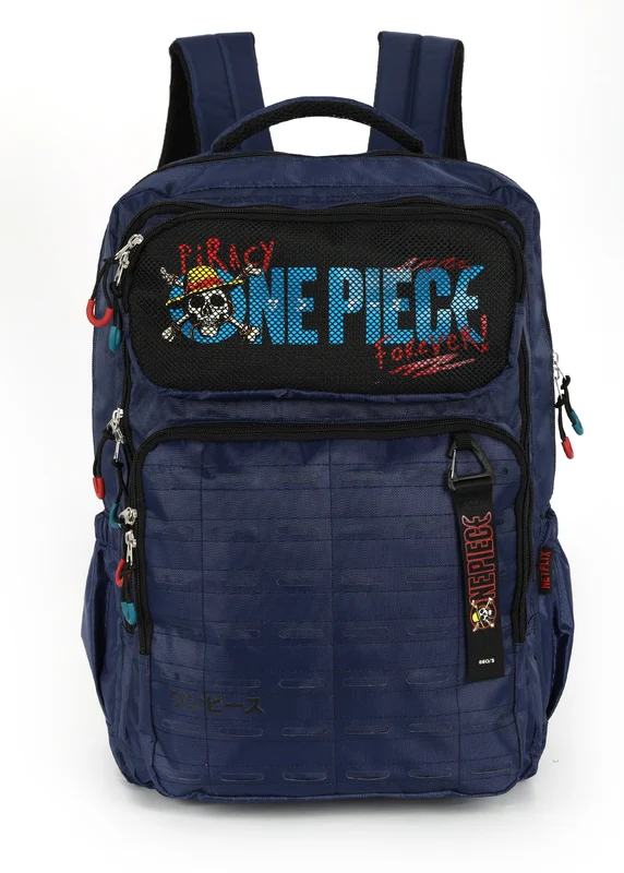 Mochila de Costas Juvenil Escolar One Piece Piracy Forever Unico / Azul