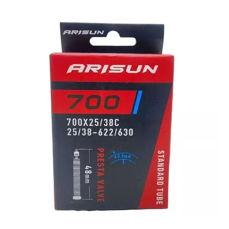 Câmara de ar 700 x 25/38 bike Arisun bico fino presta 48 mm UNICO / Preto