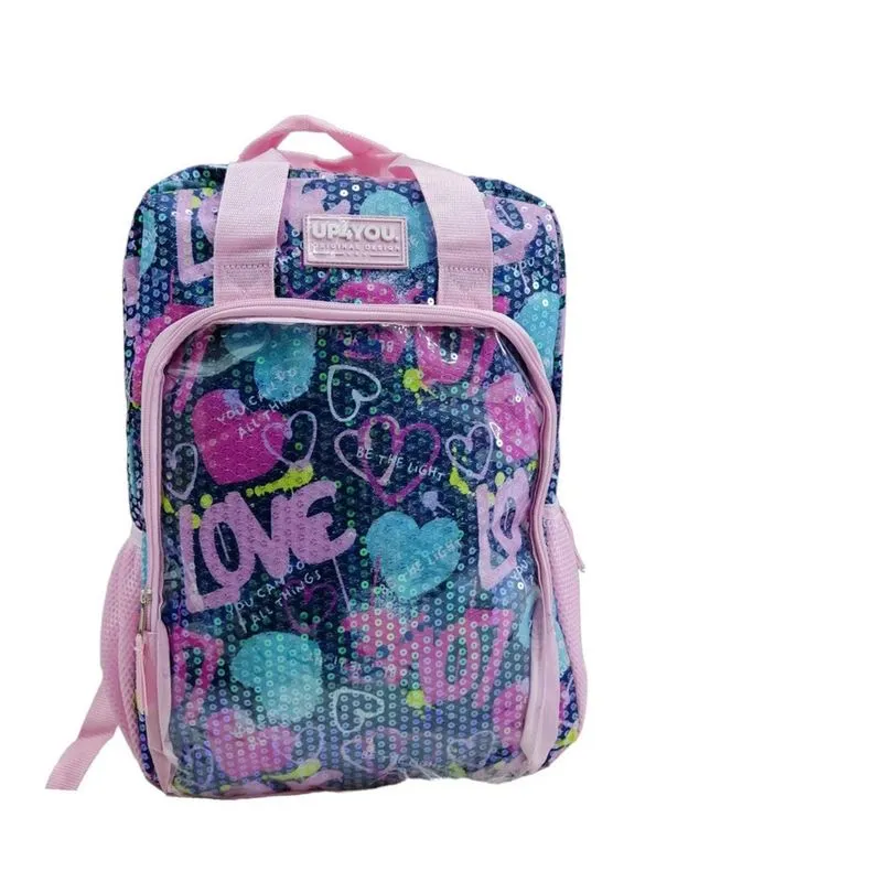 Mochila Up4you Casual Grande Paetês Brilho