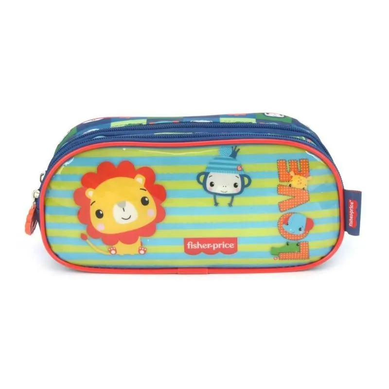 Estojo Tecido Fisher-price Grande 2 Zíperes Vermelho