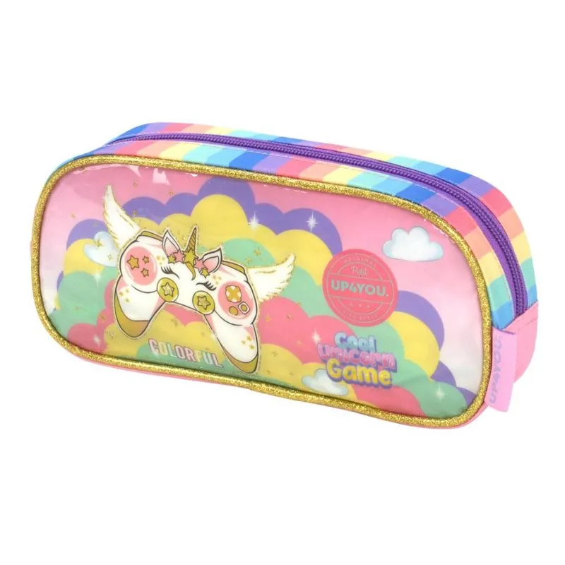 Estojo Feminino Menina Arco Iris Unicornio Colorido Game Escolar Up4you Luxcel - un