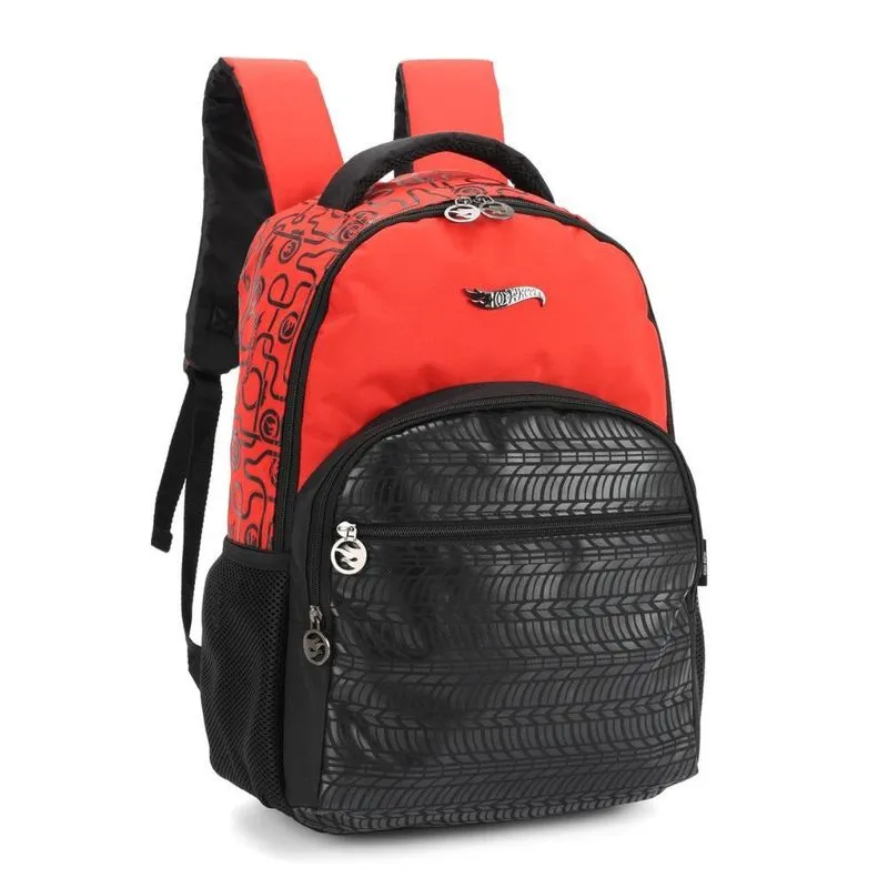 Mochila Juvenil De Costas Oficial Hot Wheels Vermelho Luxcel