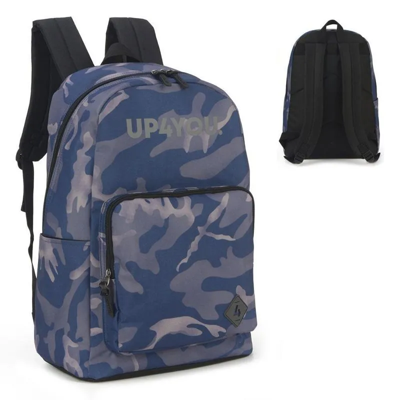 Mochila Costas Escolar Juvenil Camuflada Azul Up4You Luxcel