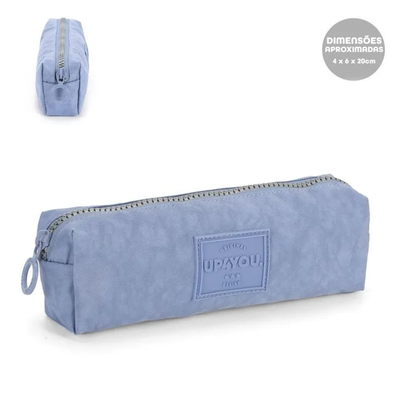Estojo Escolar 1 Divisória Crinkle Azul Claro Up4You Luxcel