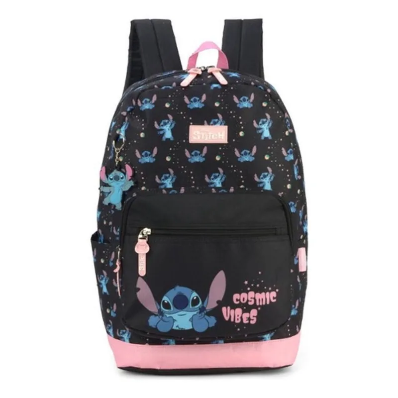 Mochila Juvenil Stitch Preta MS46975SC - Luxcel