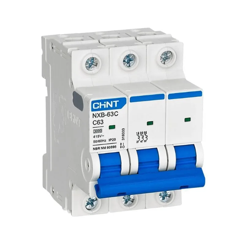 Disjuntor Tripolar NXB-63C com Proteção Sobrecarga e Curto-Circuito 40A 380V~ Chint