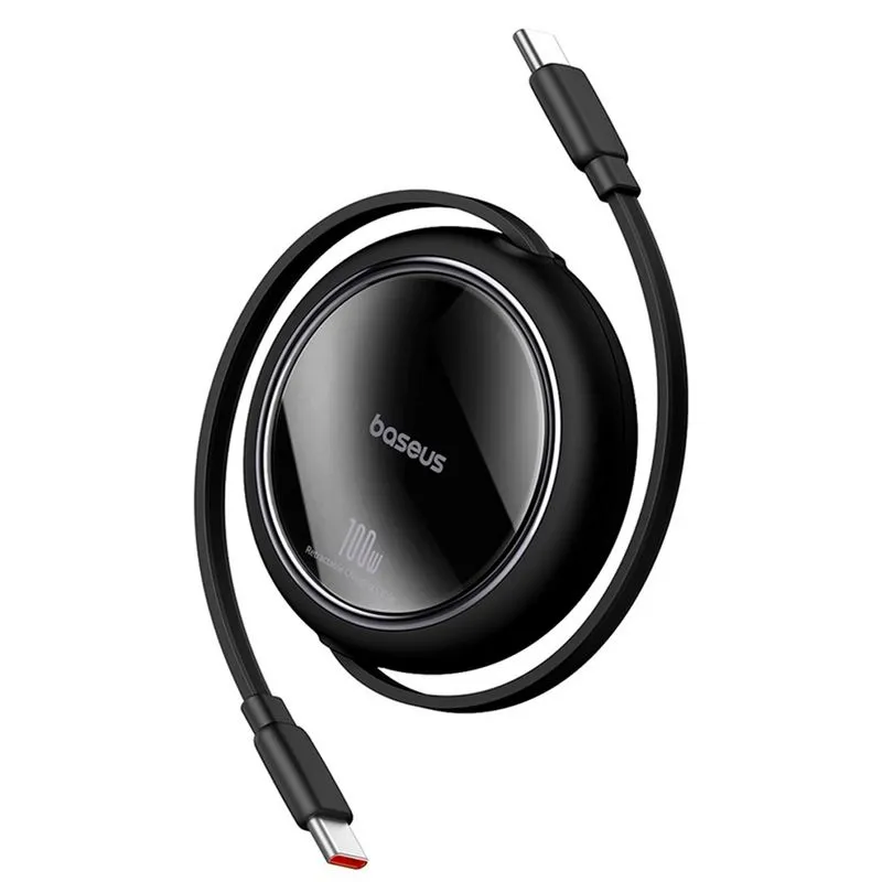 Cabo Tipo C para Tipo C Free2Draw Mini Retrátil 100W 1 m - Baseus Preto P10364500111-00