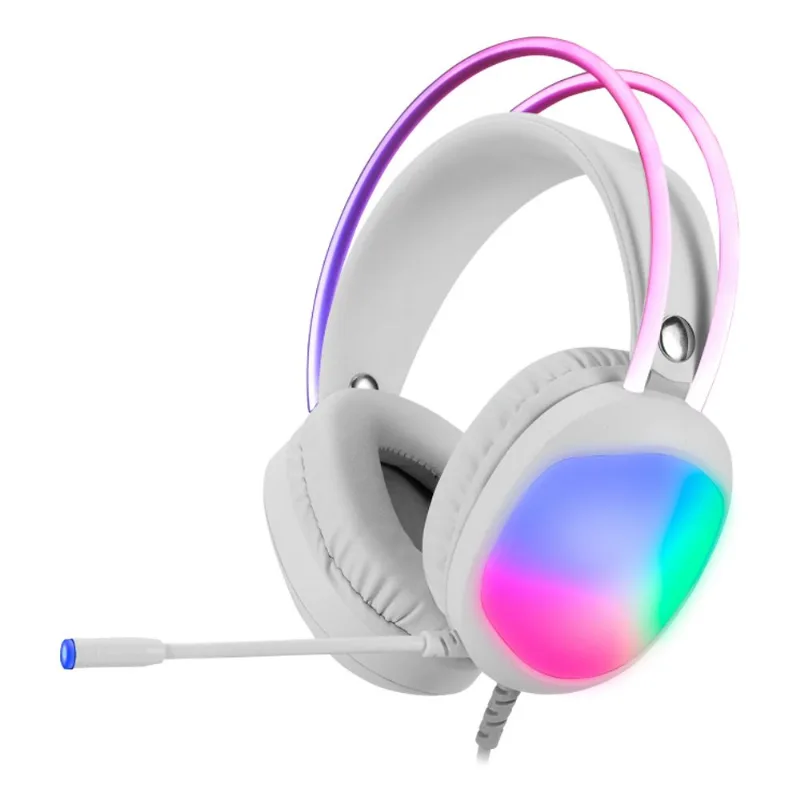 Auricular Headset Gaming Marvo H8959 Lumi 40 Mic Flexible Blanco