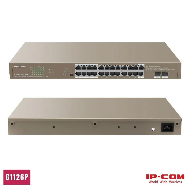 Switch Poe 24 Portas Rj45 Gigabit, Não Gerenciado G1126 Ipcom