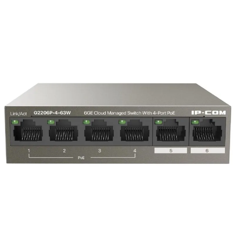Switch 6 Portas IP-COM G2206P-4-63W Gigabit PoE Gerenciável G2206P-4-63W