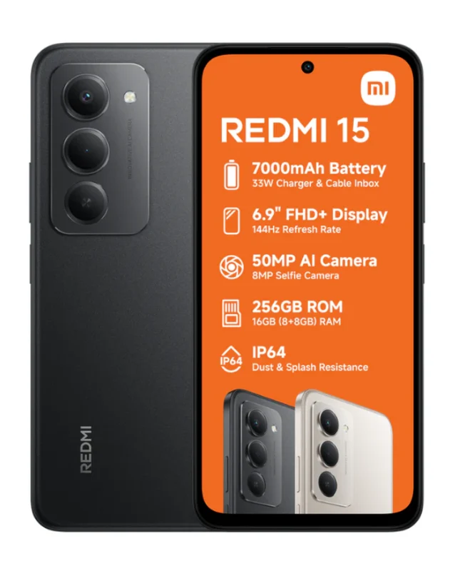 Redmi 15 Dual Sim (8+256GB) Cellphone - Black Vodacom / Dual Sim / No