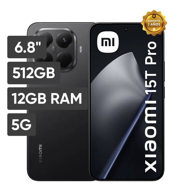 Smartphone XIAOMI 15T PRO 6.8" 12GB 512GB Leica 50MP + 50MP + 12MP Negro