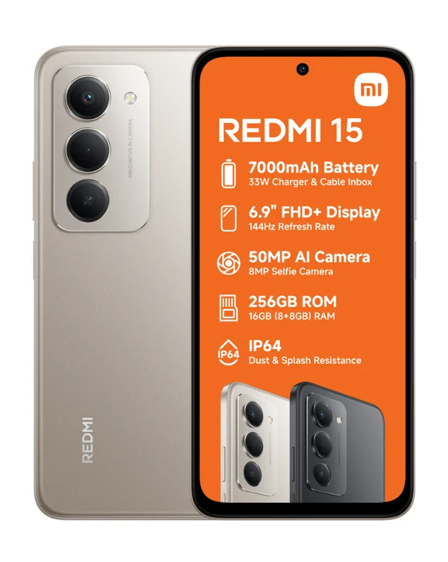 Redmi 15 Dual Sim (8+256GB) Cellphone - Titan Grey Vodacom / Dual Sim / No