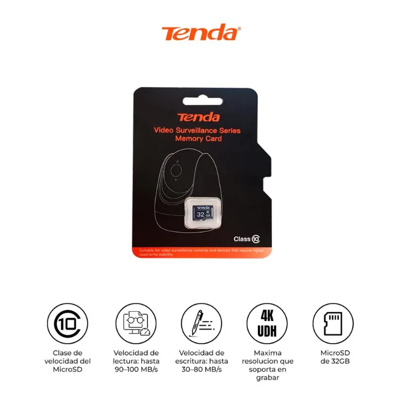 MICROSD 32GB TENDA CM032 4K CLASE 10 RESISTENTE