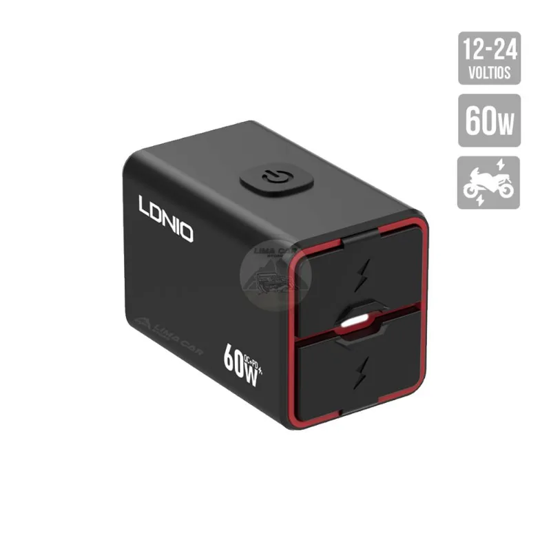 Cargador Universal para motocicleta 60W 2 puertos USB-C Ldnio