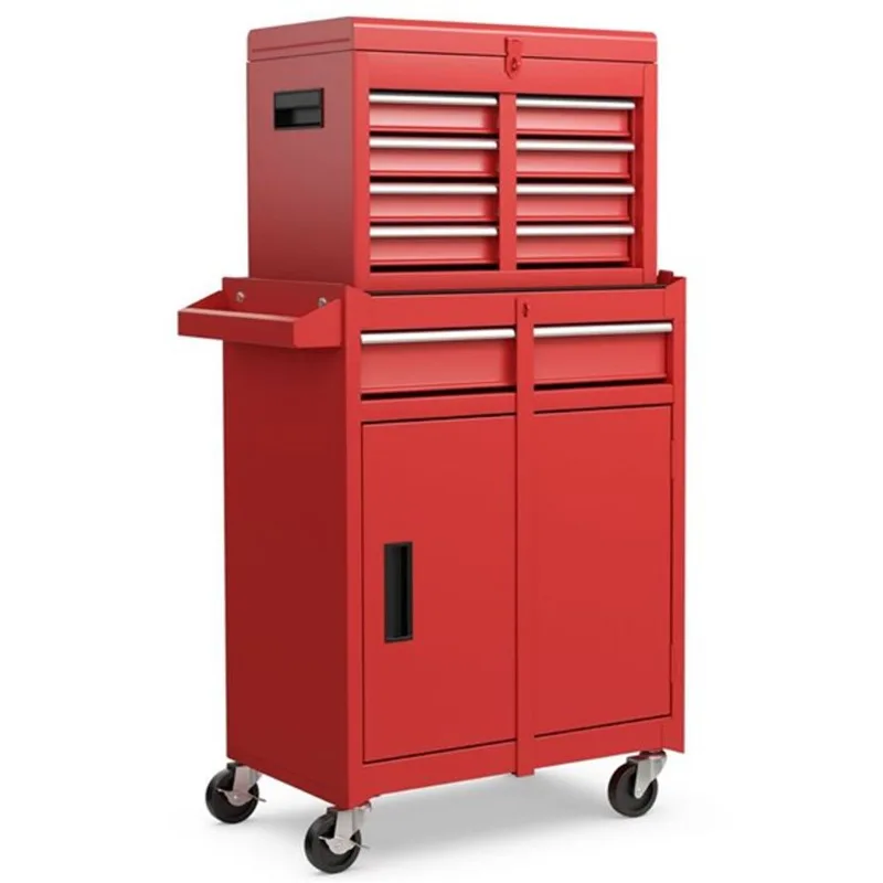 Costway Tool Chest Combo 5-Drawer in Steel with Ball-Bearing System 11 W x 40.5-in H -Red