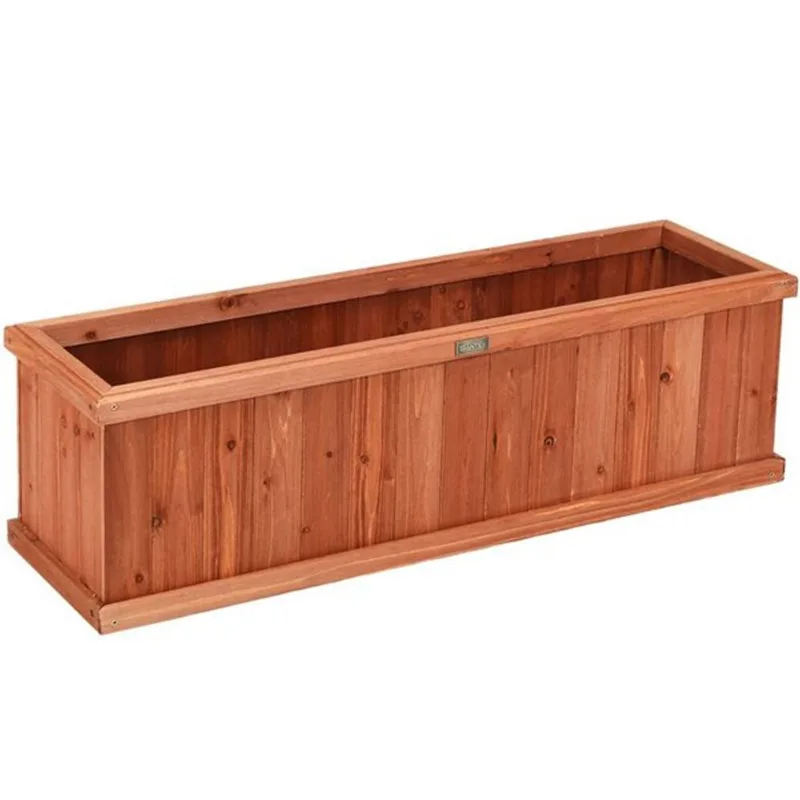 Costway 40-in Rectangle Wooden Decorative Flower Planter Box for Garden or Window - Brown