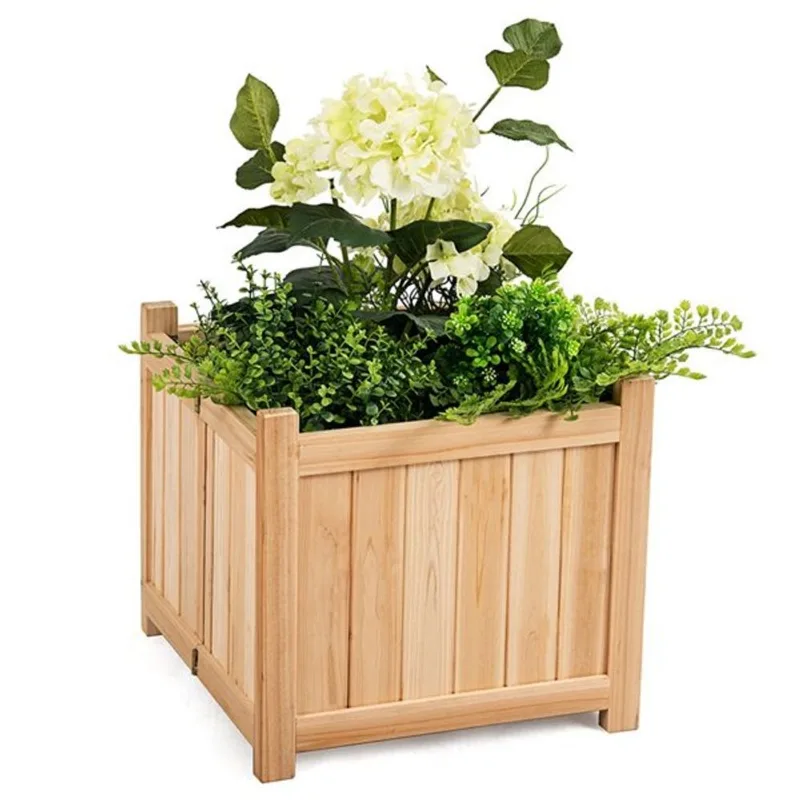 Costway 15-in W x 14-in L x 15-in H Square Natural Raised Garden Bed