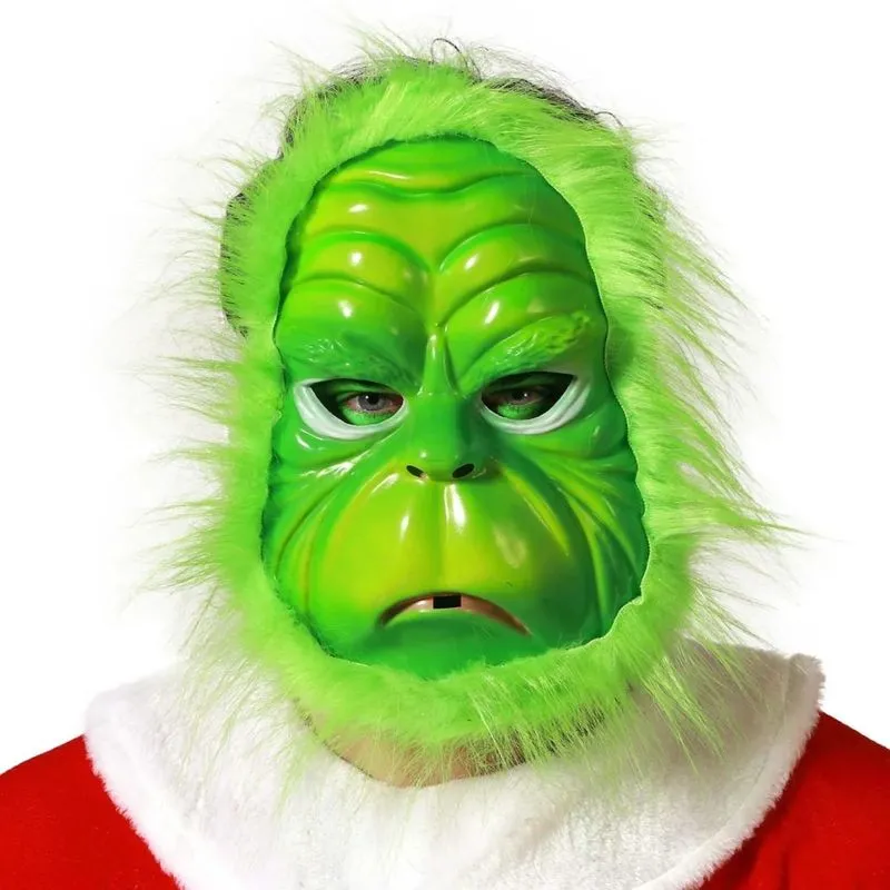 Máscara Grinch Plástico Monstro Verde Natal Acessório Personagem Fantasia Natalina Cosplay Halloween Festa Temática Car