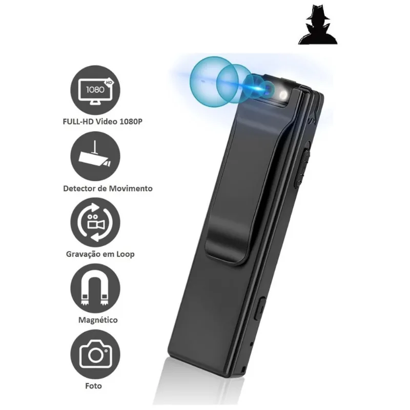 Mini Câmera Policial A3 HD 1080p Sensor De Movimento USB 1100mAh Produto no Brasil