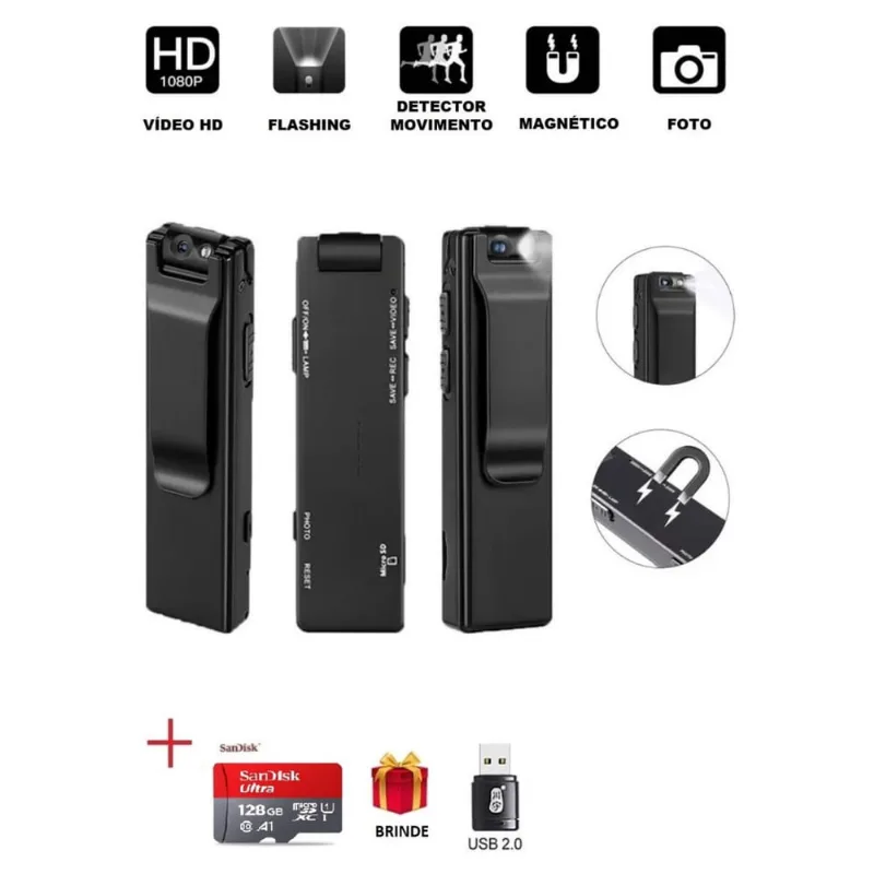 Mini Câmera Secreta Sem Fio A3 Bateria HD 1080p Bateria 1100mAh 90° 128gb No Brasil