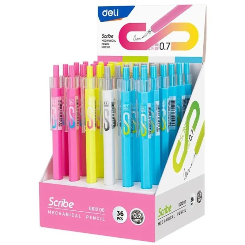 Lapiseira 0.7MM Scribe C/BORRACHA 4 Cores DP.C/36