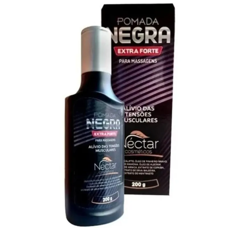 12 Unidades Pomada Negra Extra Forte Massagens 200g Néctar