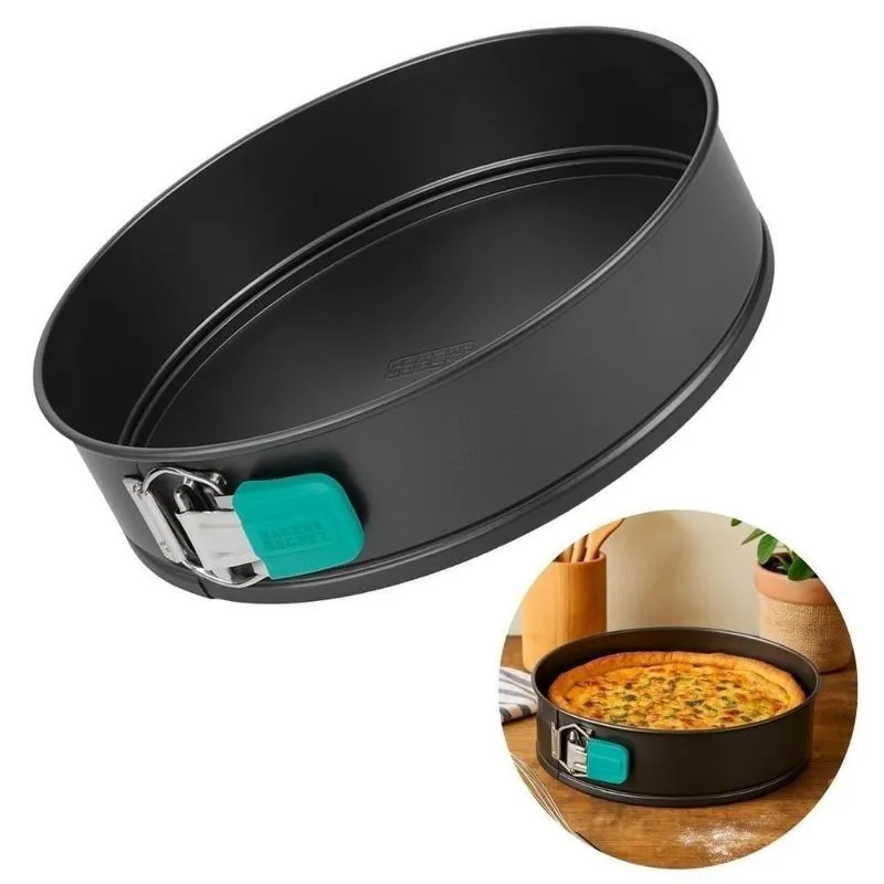 Forma Para Bolo E Torta Bs10219 Antiaderente Fundo Removível Aço Carbono Preto Baker's Secret