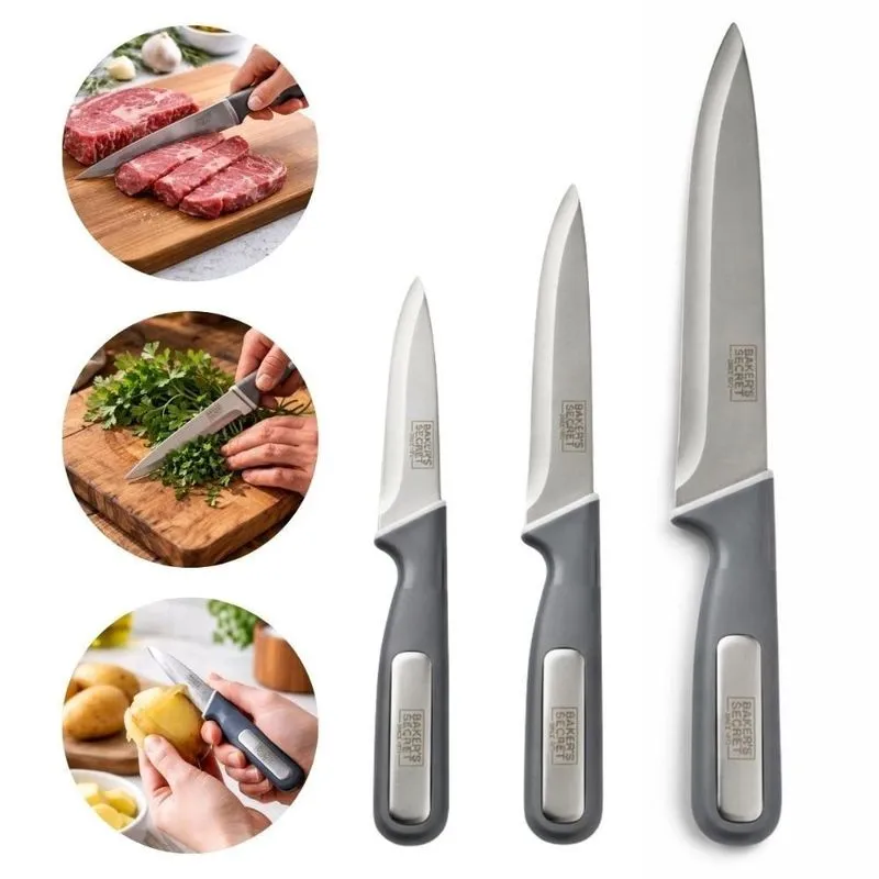 Jogo 3 Facas Multiuso Cozinha Chef Legumes Carne Fatiar Inox