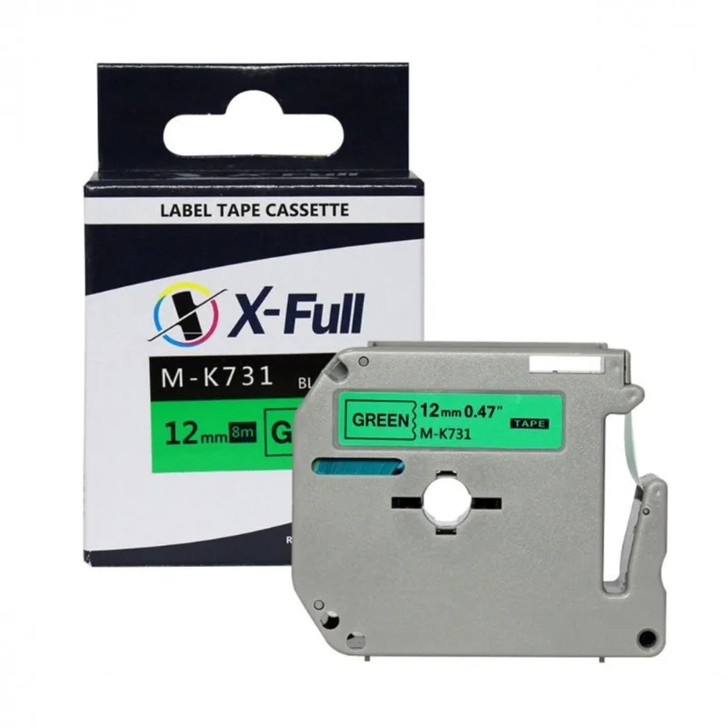 Fita Rotuladora Compatível Brother 12mm*8m M-K731 Verde XFull