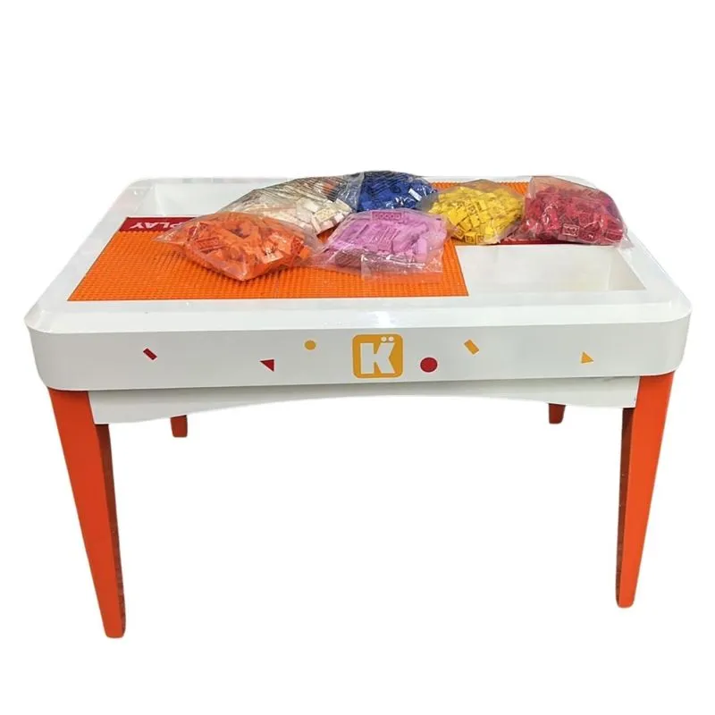 Mesa Infantil Educativa De Experiência Com Blocos De Montar