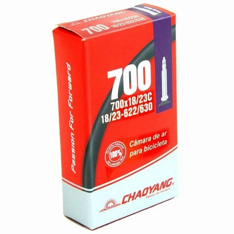 Câmara de ar Chaoyang 700 x 18/23 válvula presta 48 mm UNICO / Preto