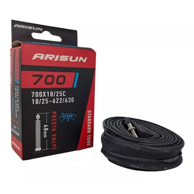 Câmara de ar 700 x 18/25 bike speed Arisun bico fino 48 mm UNICO / Preto
