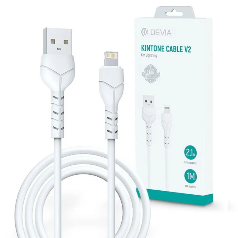 Cable USB - Lightning Devia Kintone 1m Blanco