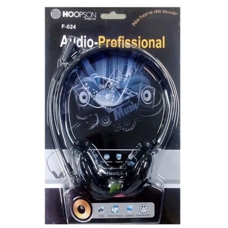 Headset Hoopson Com Arco Ajustável 1,80M Preto