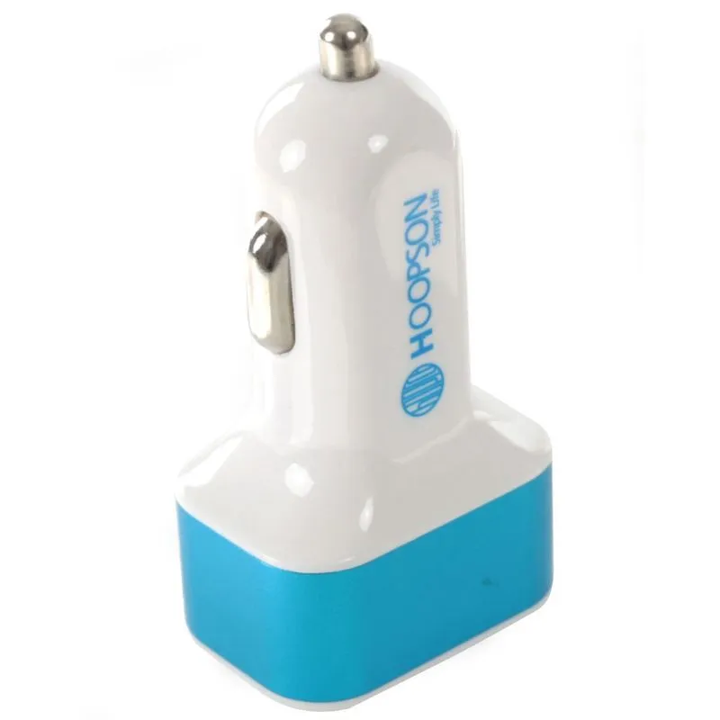Carregador Veicular Turbo Hoopson 3 Portas Usb Branco/azul