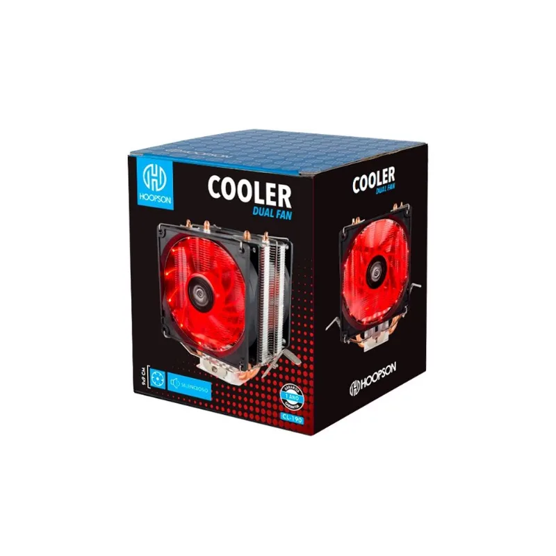 Cooler p/ processador universal duplo CL-190 vermelho hoopson amd E intel