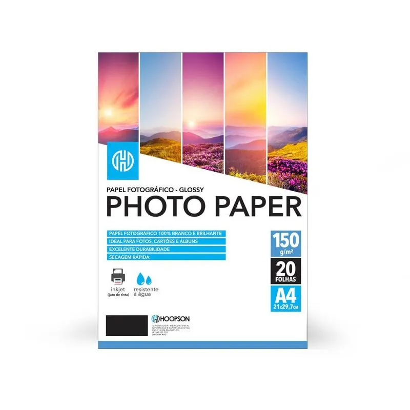 Papel Fotográfico Glossy 150g 20 Folhas