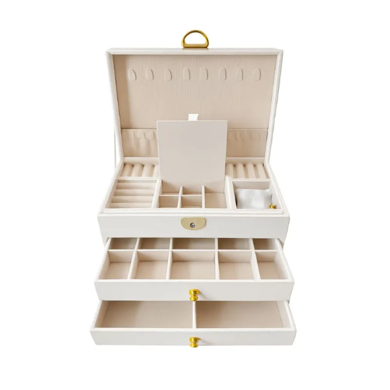 Porta Joias de Veludo 3 Níveis Branco OEM PRTJ-001BR