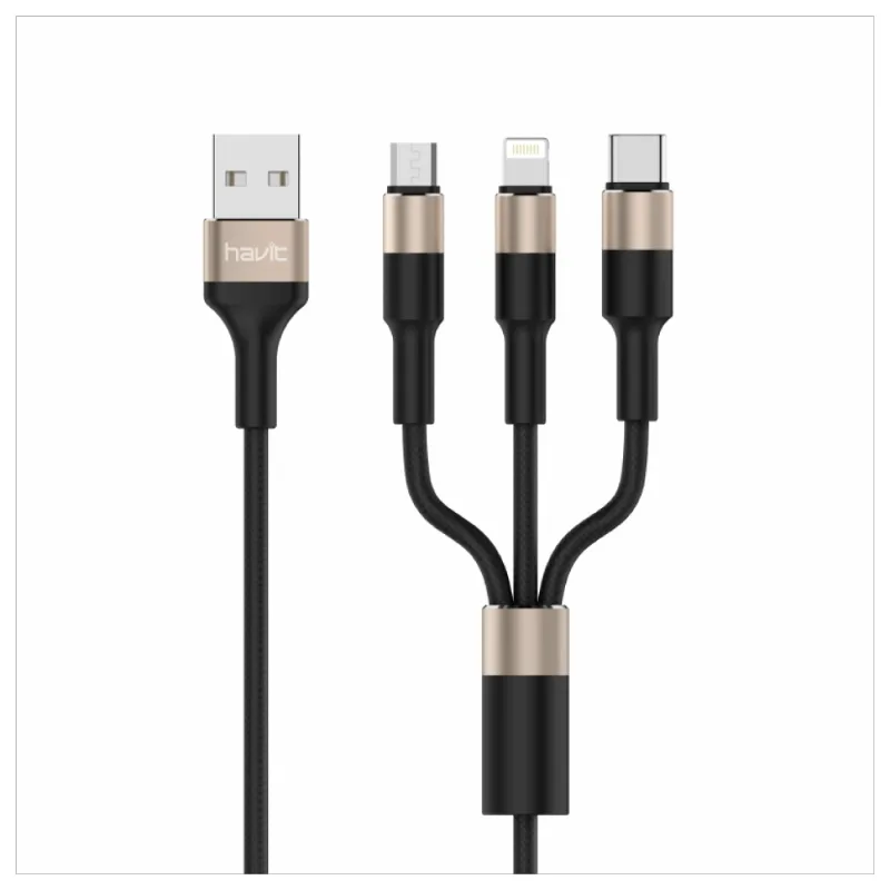 Cable USB Havit 3 en 1 H691 Negro/Dorado