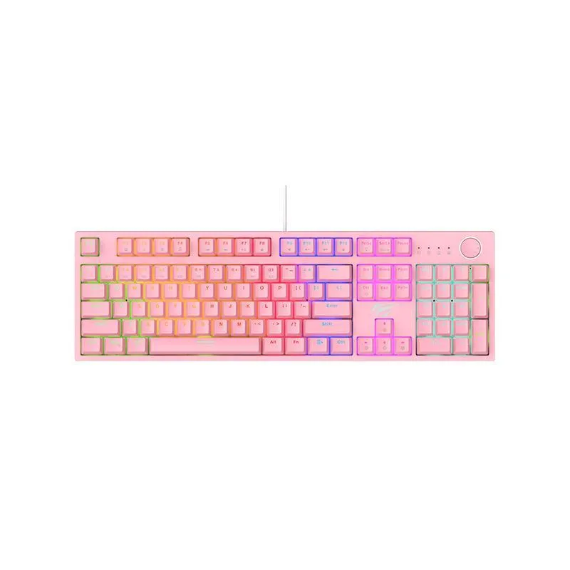 Teclado Gamer Mecânico Havit Kb-871l Rgb Rosa Quartz Rosa